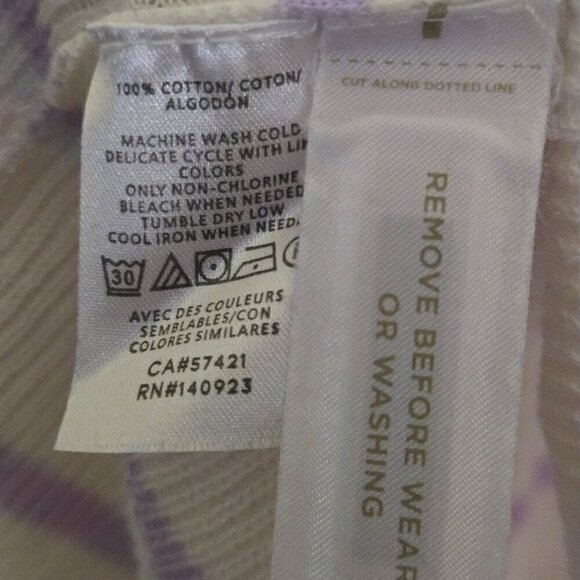 Loft 100% Cotton White Lavender Striped Peplum Sweater Size S - Picture 5 of 5